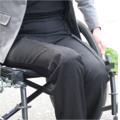 Work pants on wheelchair